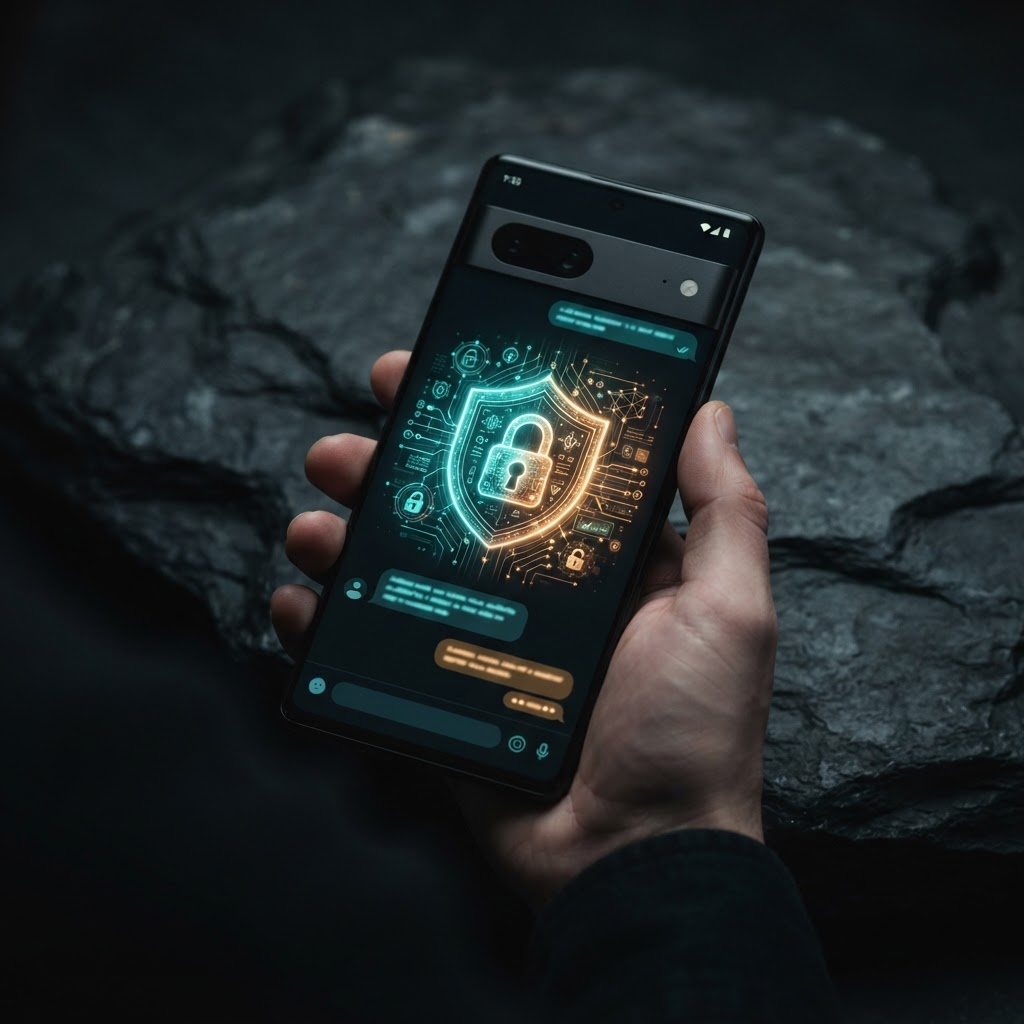 Davax encrypted messaging app shown on a smartphone